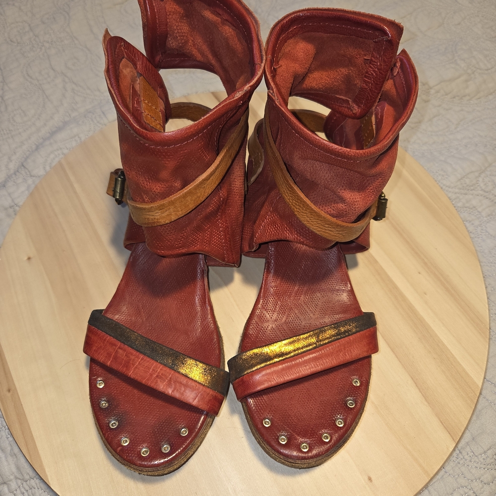 Size 8 - A.S.98 Benson Red and Bronze Sandals